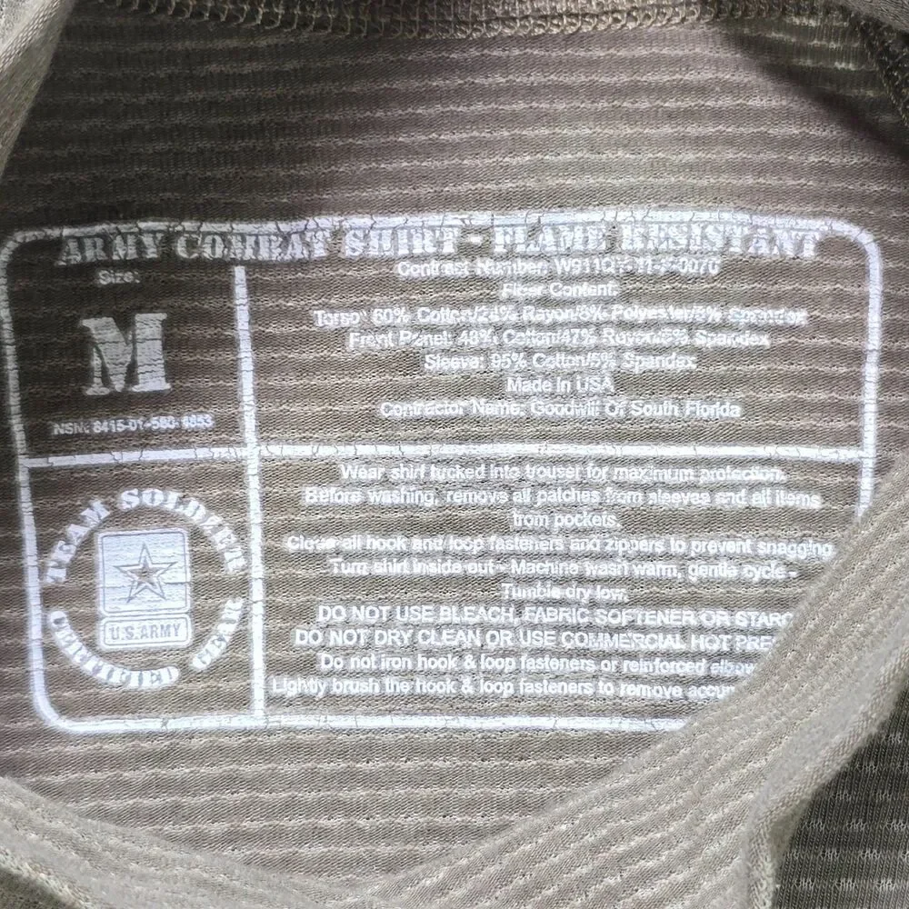 Army Combat Shirt Flame Resistant Mens Medium Stretch FR Navy Seals ACS Mastiff